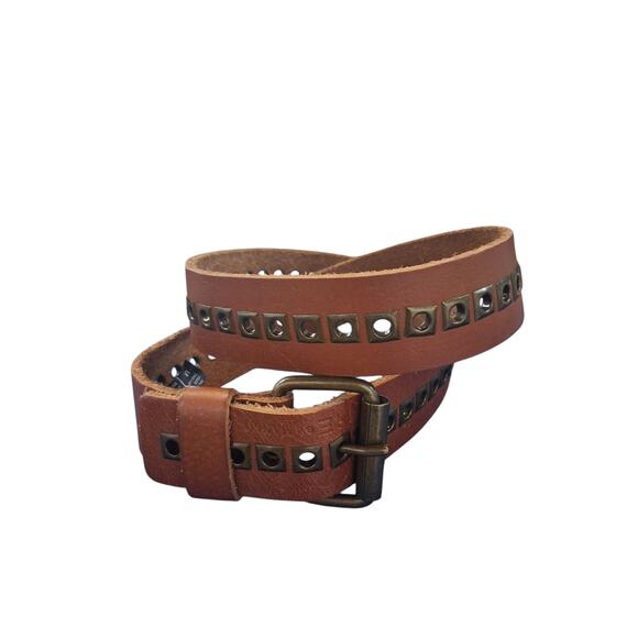 Y2K HE Mango Leather Grommet Belt Women's size 34 Grungecore Academia Preppy Hip - Picture 9 of 11